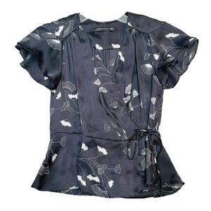 ZARA Ruffle Sleeve Floral Wrap Blouse Size XS